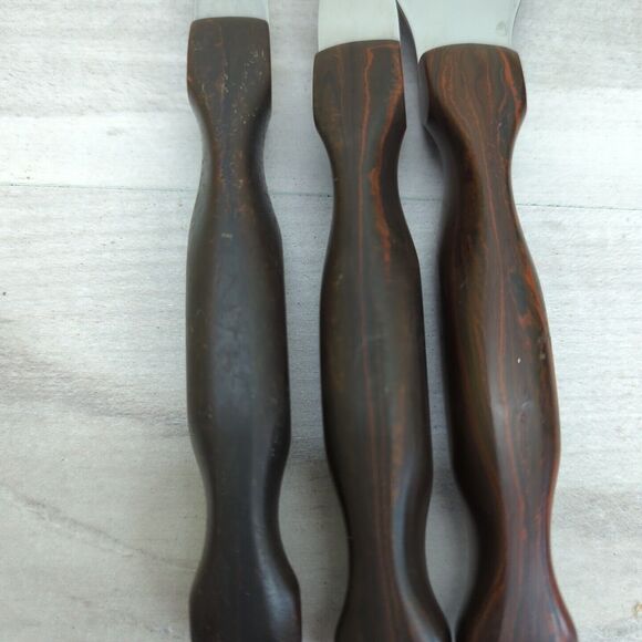 Vintage CUTCO 3 Piece Set 1026 1027 1028 With Bakelite Wall Rack Mount USA Made - Picture 3 of 14